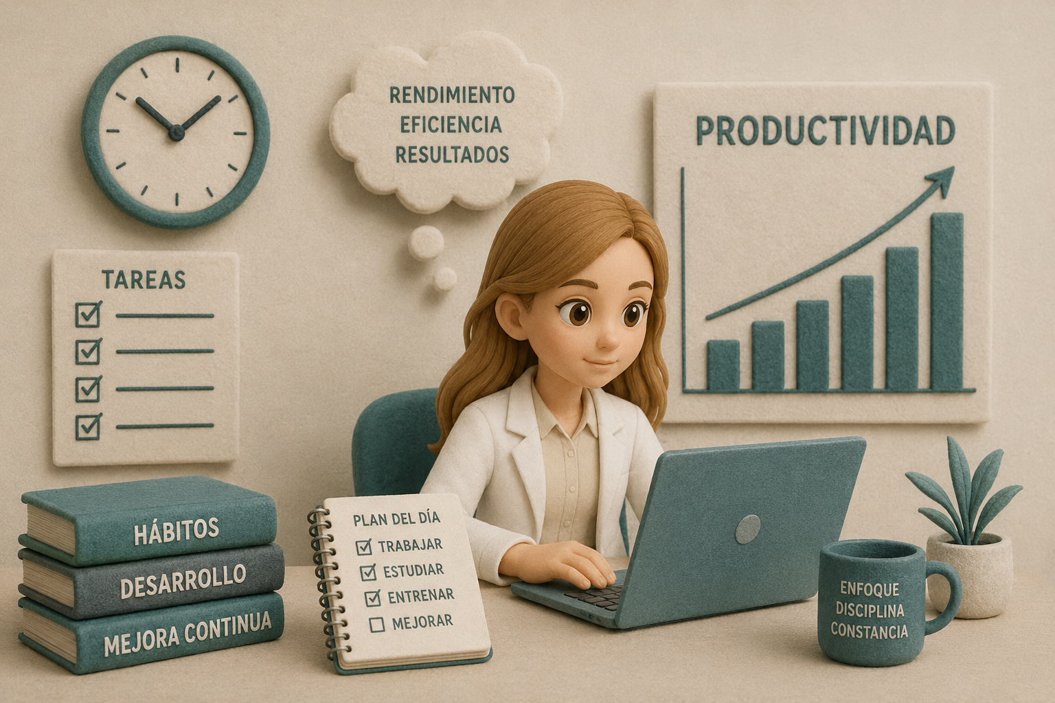 Ilustración crítica sobre la asociación entre salud mental, productividad y funcionamiento social